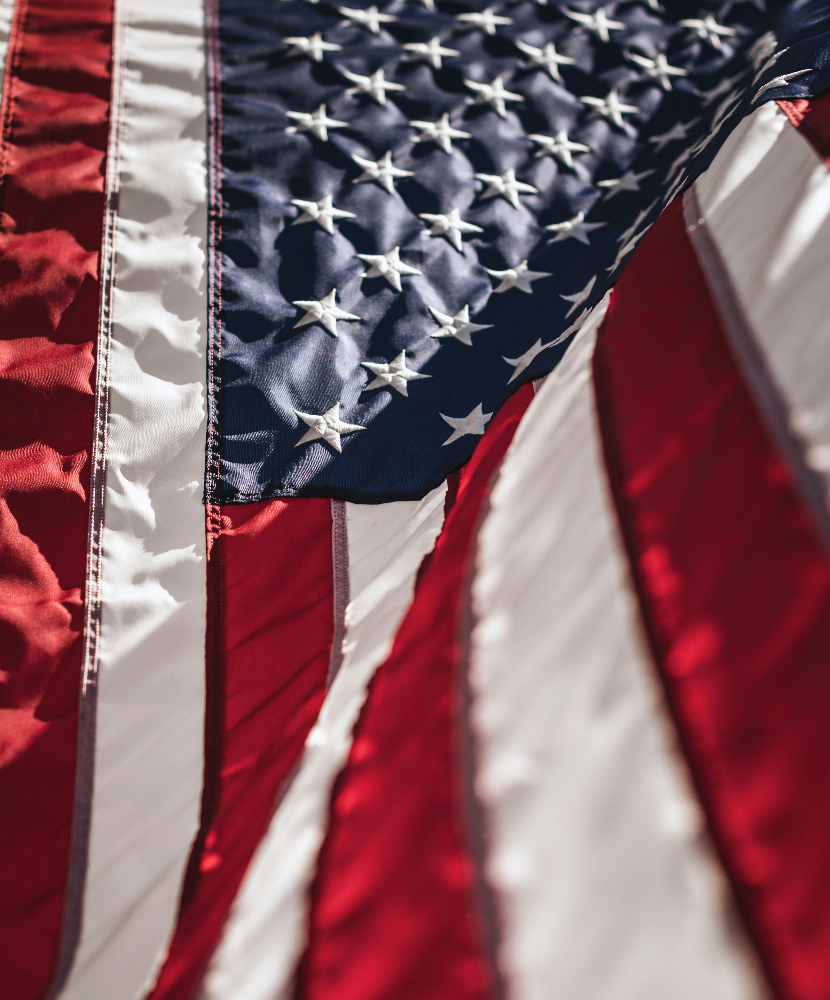 Picture of the American flag close up