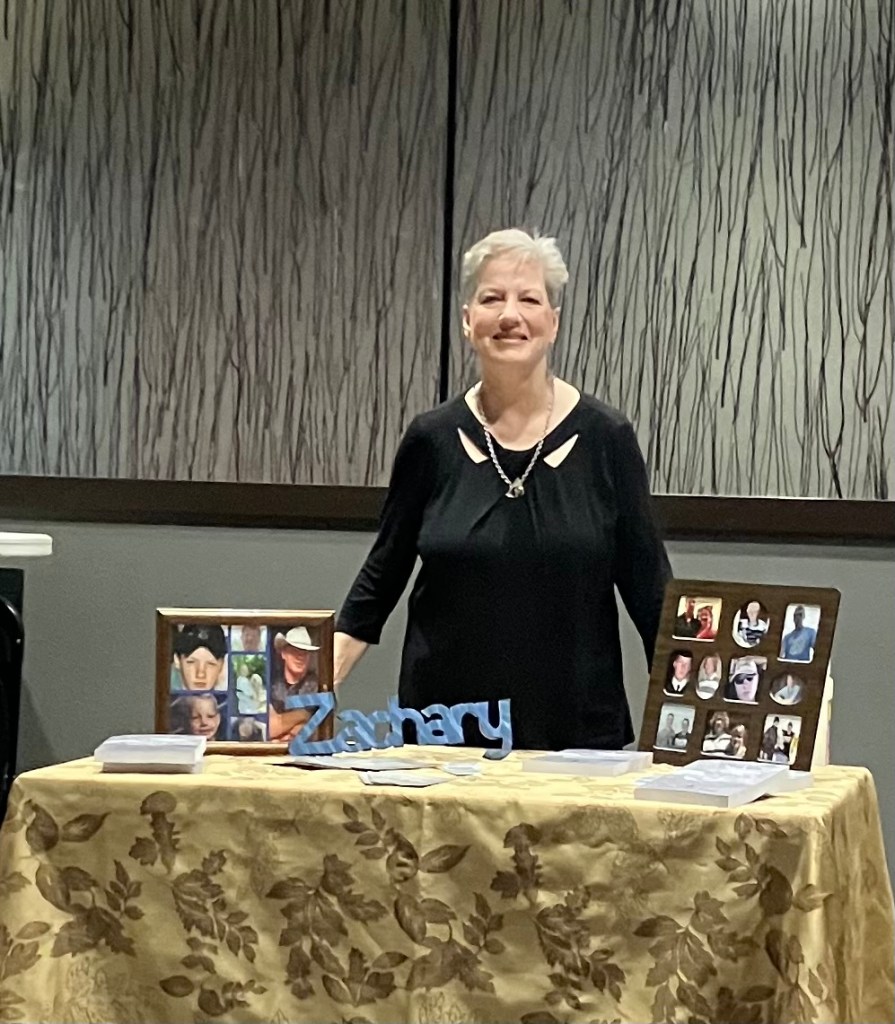 Picture of author Roma Holley with images of her son Zachary.