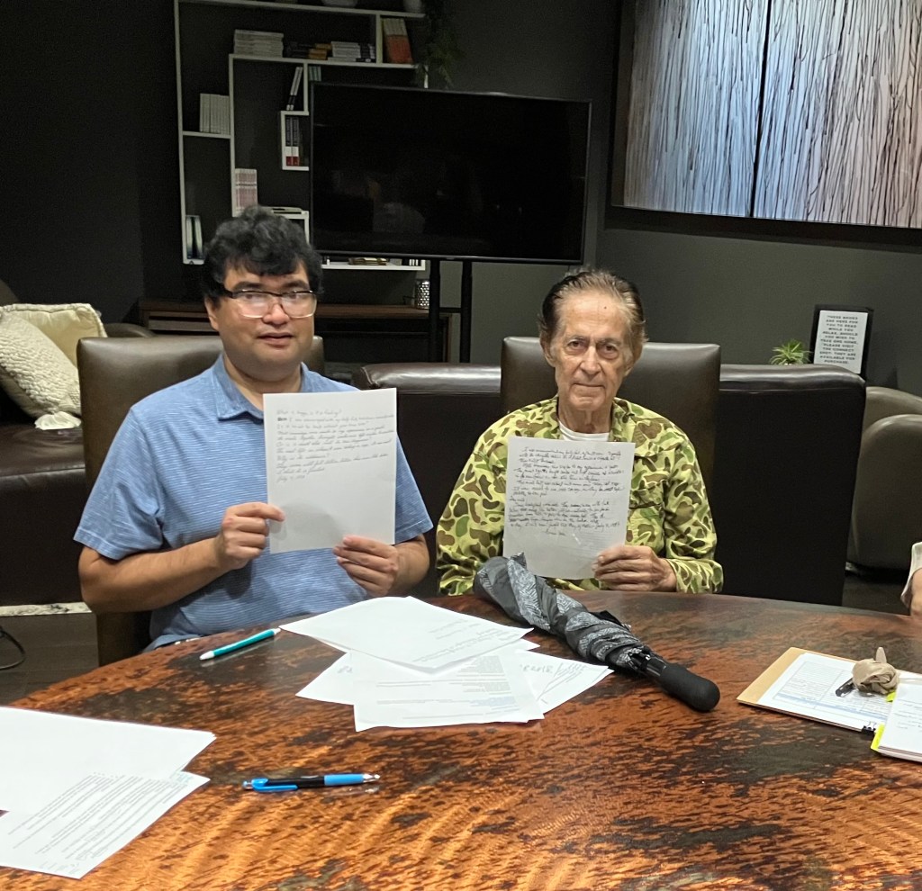 Picture of Shane Tovar and Duane Hale with the poems they wrote