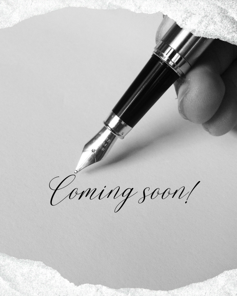 Image of a fountain pen with the words "Coming soon!"